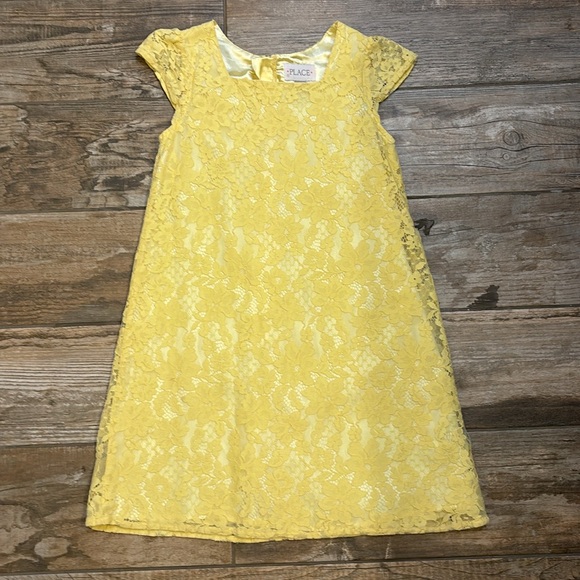 Yellow Lace Dress with Matching Headband - Picture 3 of 3